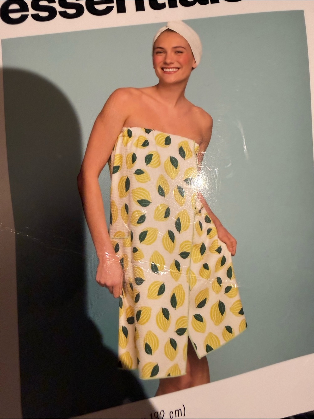 Essentials Yellow and Green Leaf Strapless Spa Wrap